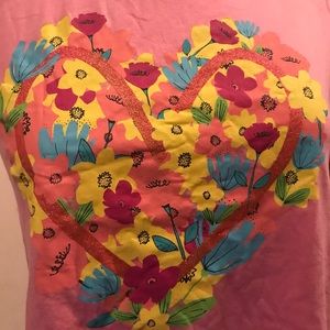 Basic Edition flowered heart dressy tee shirt